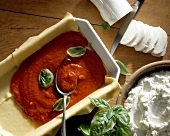 Neapolitan style lasagne pasta being prepared