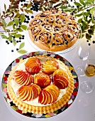 Ein Heidelbeer-Wickelkuchen und eine Nektarinen-Quark-Torte