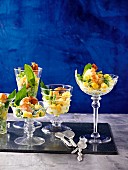Exotic prawn cocktails with mango