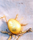 Close-up of golden Easter egg