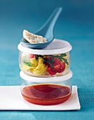 Tomato pasta salad in air tight container