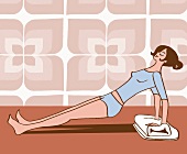 Illustration: Frau stützt sich mit gestreckten Armen vom Boden ab