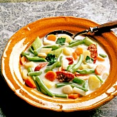 Close-up of bean soup on plate