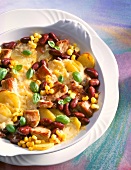 Baked pork in serving bowl