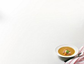 Mulligatawny soup with hard boiled egg and coriander