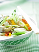 Close-up of Asian vegetable stir fry in bowl