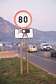 Radar sign on highway in Franschhoek, South Africa