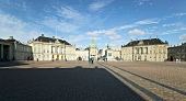 View of Amalienborg Palace from Palace Square in Copenhagen, Denmark