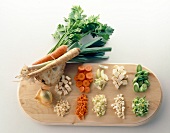 Different vegetables on chopping board