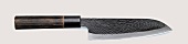 Japan. Messer Santoku mit Holzgriff und Muster, Damastbild
