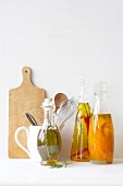 Vegetable oils in glass bottles