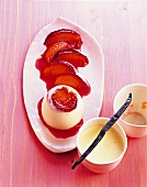 Panna cotta with vanilla and plum dip