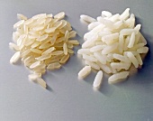 Close-up of raw and cooked rice, Brazil