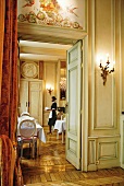 View of a room at Hotel Dixseptieme through a door, Brussels, Belgium