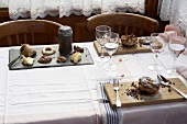 Paris-brest and puffs served on dining table