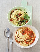 GuU-1 Nudel-50 Saucen, Spaghetti mit Tomaten-Sauce und Thunfisch-Tatar