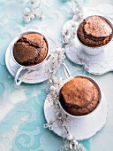 Chocolate mocha cakes baked in cups for Christmas
