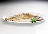 Pike fish in serving dish