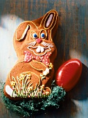 Cake in the form of Easter bunny decorated with icing for Easter