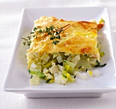 Close-up of vegetables a la creme in serving dush