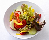 Mixed salad with vinaigrette in bowl