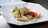 Kürbis und Zucchini, Step 1: Salat m. Grapefruit u. Kokosstreifen