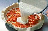 100 beste Brot, Banitza: Käsem asse auf Teig, Paprika gießen, Step1