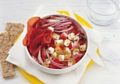 Kalorien-Sparbuch, Harzer Salat: Schinken, rote Zwiebeln, Käse