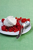 Berries with mascarpone on plate