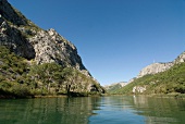 View of Cetina river, mountains and blue sky, Croatia