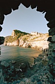 View of Byron Grotto and Riviera di Levante, Italy