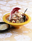 Vegetarian summer risotto with radicchio and apple