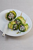 Courgette rolls on plate