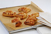 Baked puff on baking paper in tray, step 5