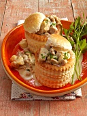 Veal meat in puff pastry patties on plate