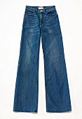 Freisteller: Jeans im Used-Look, Schlaghose, blau