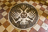 Mosaic of city arms in Town Hall, Regensburg, Bavaria, Germany