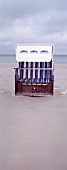 Hooded beach chair on beach, Stralsund, Mecklenburg-Vorpommern, Germany