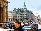 Busy street of Nevsky Prospekt in Saint Petersburg, Russia