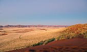 Namibia, Steppe, versteinerte Dünen, Sonnenuntergang