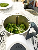 Turnip green leaves in mixer grinder