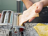 Close-up of lasagna pasta in ravioli maker