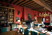 View of library and living room in Villa Mellon Austria, Kitzbuhel, Tyrol, Austria