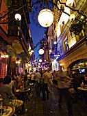 People dining at an alley in Istanbul, Turkey