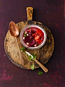 Beetroot and carrot stew in bowl