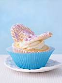 Close-up of butterfly muffin on plate