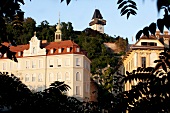 View of Graz clock tower and building in Styria, Austria