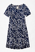 Kleid mit Falten in Blau-Weiß 