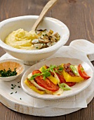Polenta with mushrooms in bowl 
