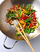 Asian vegetable mixture in wok